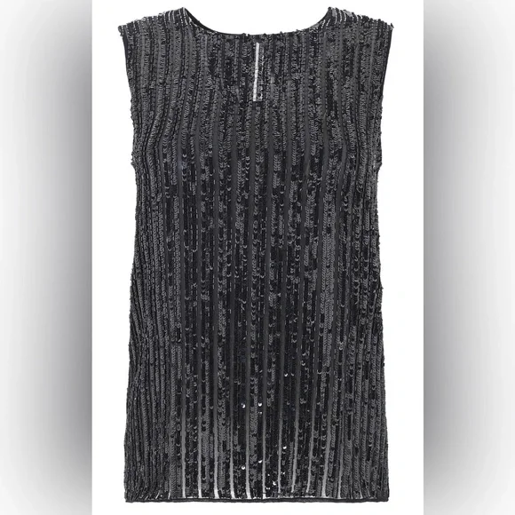 COPY - Max Mara Sequins Sleeveless Black Top Size 10 (Medium) NWT - Picture 3 of 14